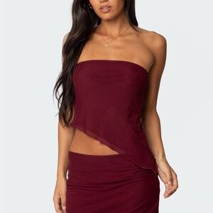 Edikted Burgundy Strapless Top